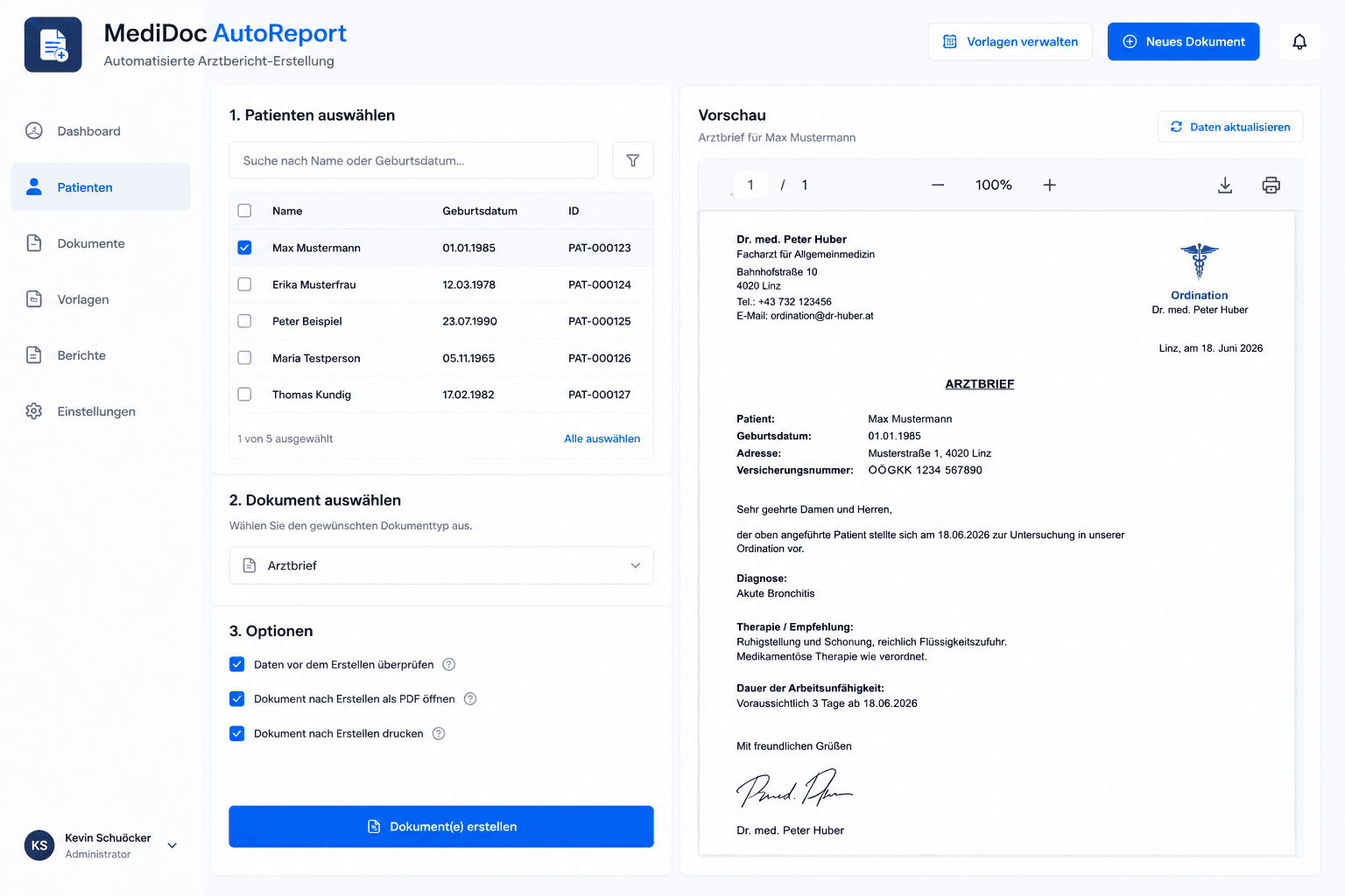 MediDoc AutoReport placeholder screenshot